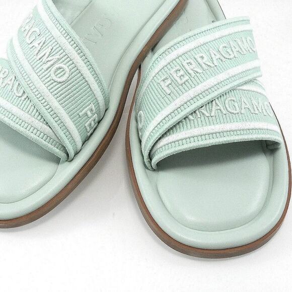 NIB$775 Ferragamo Laurene Logo Print Straps Flat Slides Sandals 6 C, 36.5 - Picture 3 of 16